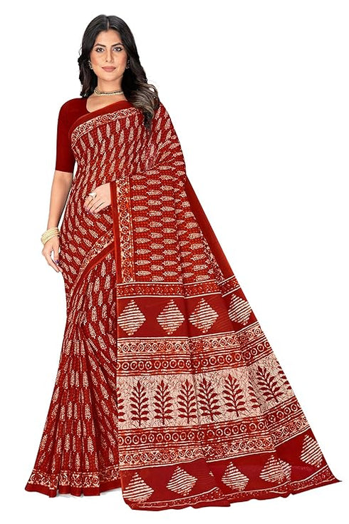 Tamaira Fashion Women'S Jaipuri Hand Block Printed Pure Cotton Mulmul Saree